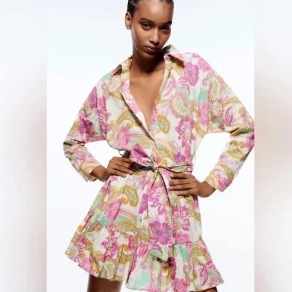 Zara Floral Print Belted Dress Zara#30